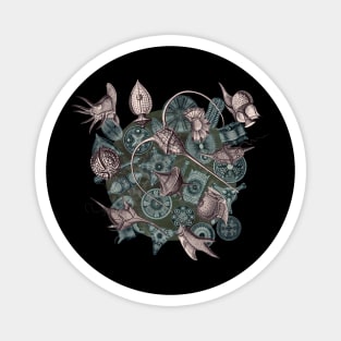 Ernst Haeckel Lavender Grey Peridinea on Cerulean  Diatoms Magnet